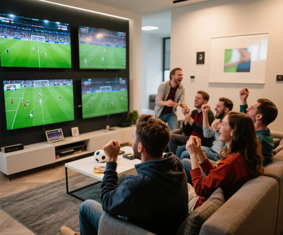 足球迷觀看賽事直播示意圖