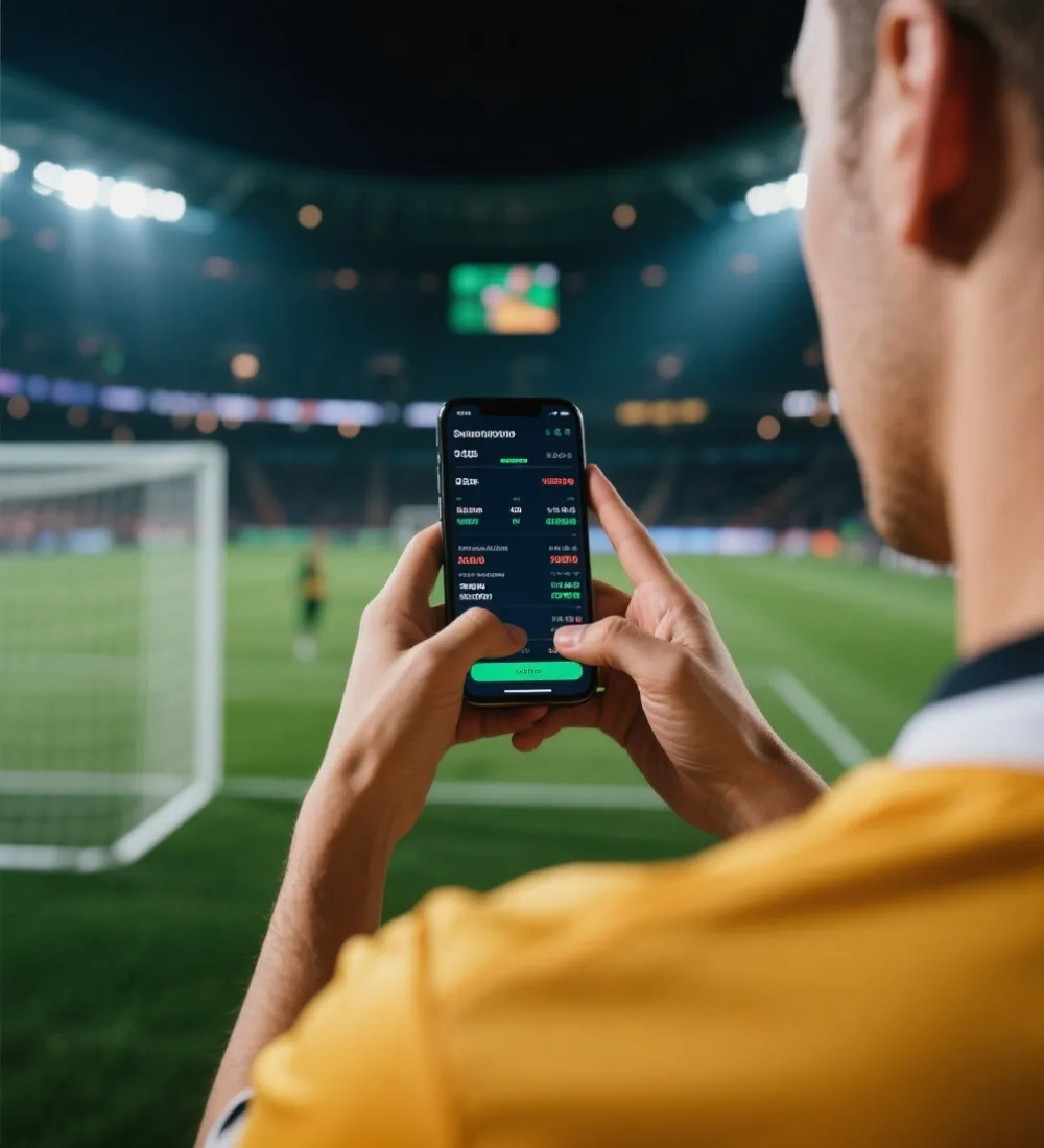 使用手機查看世界盃即時資訊示意