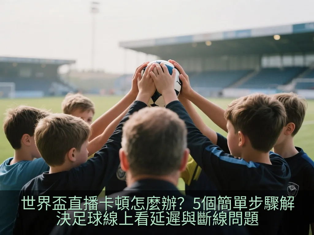 一隻手握著智慧型手機，手機螢幕顯示著簡潔的體育直播播放器介面，背景為溫馨的客廳